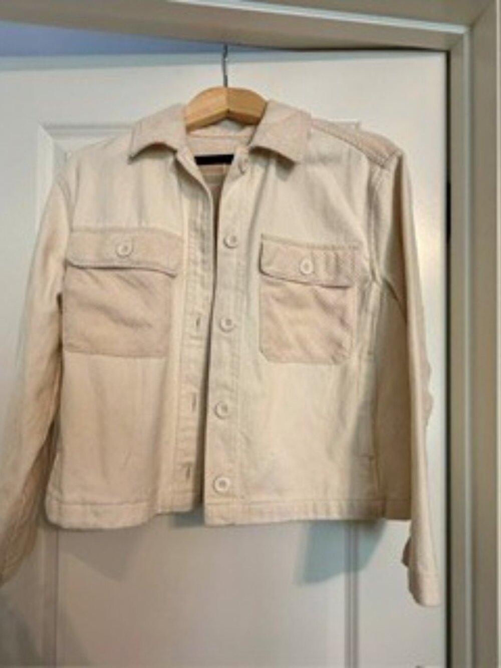 Velvet Heart Cream Cropped Corduroy Utility Jacket.